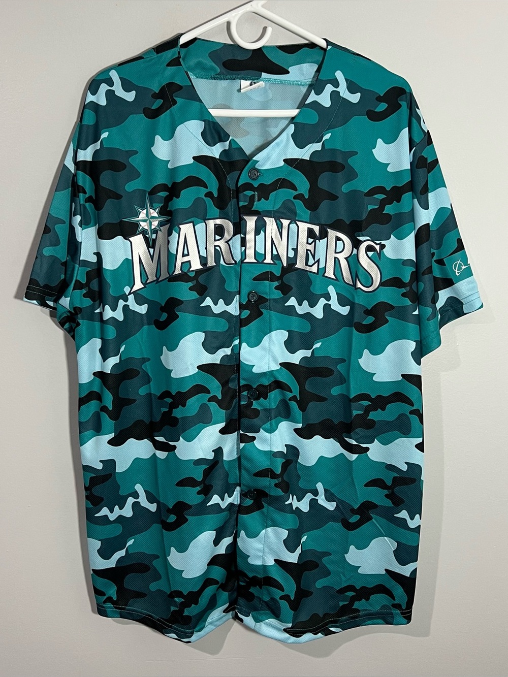 MLB Seattle Mariners Armed Forces Blue Black Camo Baseball Jersey Mens XL
